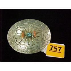 Turquoise and Coral Belt Buckle...