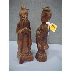 Two 12  Carved Wooden Figurines...