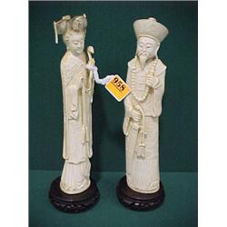 Two 12" Carved Ivory Figurines...