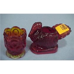 Two Amberina Toothpick Holders...