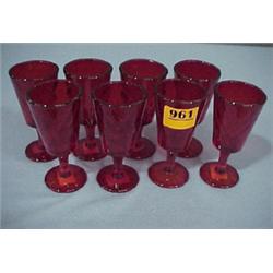 Eight 4 1/2" Ruby Wine Glasses...