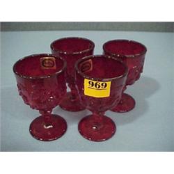 Four "Wild Rose" 5" Wine Glasses...