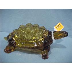 10" Amber Glass Turtle Box...