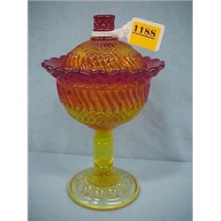 9" Amberina "Swirl" Candy Dish...