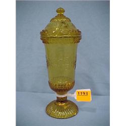 10 1/2 H Amber Candy Jar...