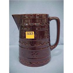 8" Brown Pottery Water Pitcher...