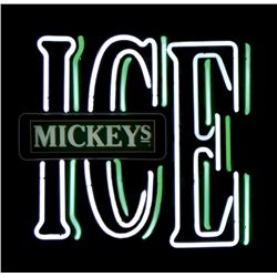 Breweriana neon sign, "Mickeys Ice," NOS cond, 18.5"H x 20"W.