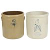 Image 1 : Stoneware crocks (2), 3 gal salt glaze target crock, unmarked, Exc cond w/minor inside rim roughness