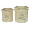 Image 1 : Stoneware crocks (2), both Red Wing w/Elephant Ear design, 3 gal Union Stoneware oval  w/black lette