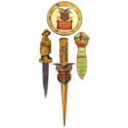 Advertising change tray, book mark & letter openers (4), Welsbach Mantles change tray-Edward Gas Lig