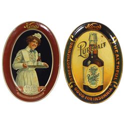 Advertising change trays (2), both for King's Pure Malt, one from Panama Pacific Int. Expo w/waitres