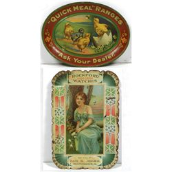 Advertising change trays (2), Quick Meal Ranges, Exc cond & Rockford Watches for sale by Dan S. Jone