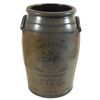 Image 1 : Stoneware crock,  Eastern, gray w/blue T.F. Reppert-Greensboro, PA fancy stenciled front, side tab h