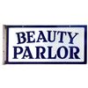 Image 1 : Beauty Parlor sign, 2-sided porcelain flange, VG cond w/small 1/4" chip on lower corner & chips arou