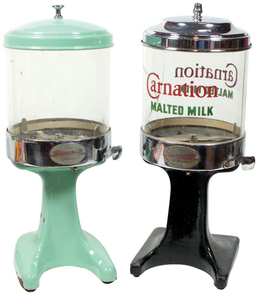 Soda fountain malted milk dispensers (2), Hamilton Beach green