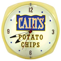 Advertising clock, Cain's Potato Chips light-up (fluorescent), American Sign Industries, Inc.-Floren