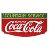 Image 1 : Coca-Cola Fountain Service sign, 2-sided diecut porcelain, c.1934, mfgd by Tenn. Enamel Mfg. Co.-Nas