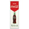 Image 1 : Coca-Cola sign, self-framed metal, c.1954, "Drink Coca-Cola"-Refresh", a large vertical sign in Near