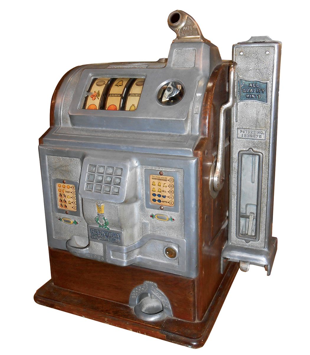 Coin-operated slot machine, Jennings Jackpot w/Rock-Ola front & side ...