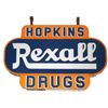 Image 1 : Rexall Drug sign from Hopkins Drugs, 2-sided porcelain, mfgd by Neon Division-Ohio Thermometer Co.-S