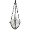 Image 1 : Apothecary hanging show globe, Art Deco design, glass globe in cast aluminum hanger, c.1920's, Exc c