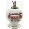 Image 2 : Syrup dispenser, Pokagon Orange, ceramic ball-shape w/old plunger-style pump, correct Orange button 
