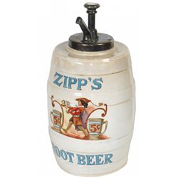 Syrup dispenser, Zipp's Root Beer, ceramic w/wonderful waiter & 5 Cent graphics, old plunger pump w/