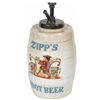 Image 1 : Syrup dispenser, Zipp's Root Beer, ceramic w/wonderful waiter & 5 Cent graphics, old plunger pump w/