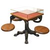 Image 1 : Soda fountain ice cream table w/showcase top & oak swing-out seats, fancy claw footed cast iron base