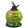 Image 1 : Syrup dispenser, Ward's Lime-Crush, Color Added Version, lime-shape, c.1910, old ball-style pump, Ex