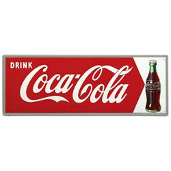Coca-Cola sign, self-framed metal, c.1950's, "Drink Coca-Cola", marked M.C.A. 883, NOS in Near-Mint 