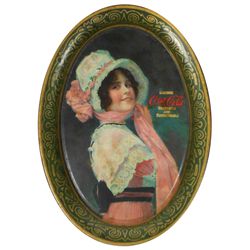 Coca-Cola change tray, Betty, c.1914, Passaic Metal Ware Co. litho on metal, Exc cond, 6"H x 4.5"W.