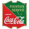 Image 1 : Coca-Cola sign, diecut porcelain, c.1930's, "Fountain Service-Drink Coca-Cola", 2 added mounting hol