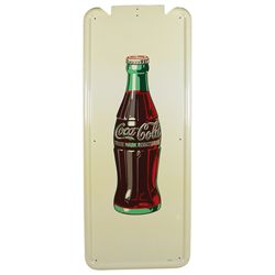 Coca-Cola sign, self-framed metal w/bottle graphic, c.1947, no top button, Near-Mint NOS cond, 40.75