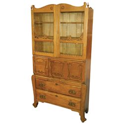 Furniture, drop front secretary w/bookcase top & drwrs below, referred to as a cowboy's desk w/large