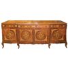 Image 1 : Furniture, French-style buffet server, mahogany veneer w/massive floral inlay, metal Cherubim on fro