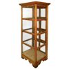 Image 1 : Country store display cabinet, oak w/cut out base, 3 wood & 3 new glass shelves, c.1900, VG/Exc cond