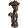 Bronze statue, 2 children, signed Aug Moreau, great detail & orig patina, Exc cond, 26"H x 12"Dia at