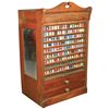 Spool cabinet, Corticelli Silk, oak 12-drwr w/glass & wood fronts, mirrored sides, VG cond w/orig su
