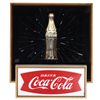 Image 1 : Coca-Cola fishtail light-up "Starburst" sign w/gold bottle in center, plastic housing & face, c.1960