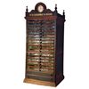 Image 1 : Spool cabinet, M. Heminway & Sons w/clock top gallery, walnut 19-drwr w/ebony trim, VG/Exc cond miss