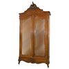 Image 1 : Furniture, Edwardian-style armoire wardrobe, walnut w/large mirrored doors & bottom drwr, ornately c