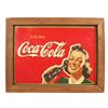 Image 1 : Coca-Cola sign, Masonite "Drink Coca-Cola", c.1941, newer wooden frame, VG cond w/chips on 3 corners