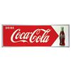 Image 1 : Coca-Cola sign, "Drink Coca-Cola", self-framed metal w/bottle graphic, c.1954, marked Robertson, Exc