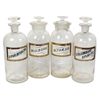 Image 1 : Drug store apothecary bottles (4), all label under glass round bottles w/ground necks & stoppers, ni