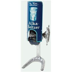 Drug store Alka-Seltzer metal counter dispenser for dispensing individual portions, VG cond, 14.5"H 