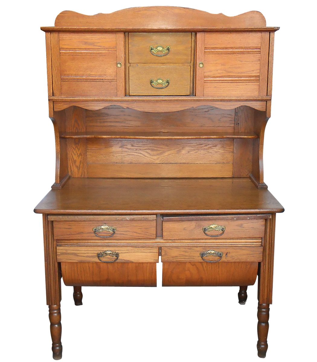 Furniture Oak Possum Belly Kitchen Cabinet W Wood Bellies 2 Pull