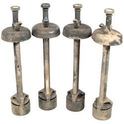 Syrup dispenser pumps (4), early 1900's pumps w/round tops, Fair to Good cond missing button inserts
