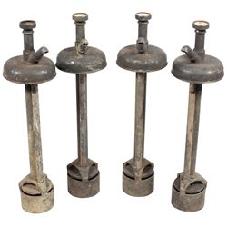 Syrup dispenser pumps (4), early 1900's pumps w/round tops, Fair to Good cond missing button inserts