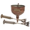 Image 1 : Soda fountain funnel & box openers (3), all w/adv for Lash's Bitters, copper funnel w/stopper & cast